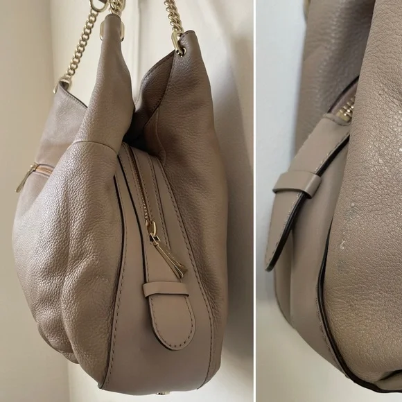 New!⚡️NWT MICHAEL KORS Lillie Taupe Truffle Pebbled Leather Shoulder Bag - Picture 9 of 16